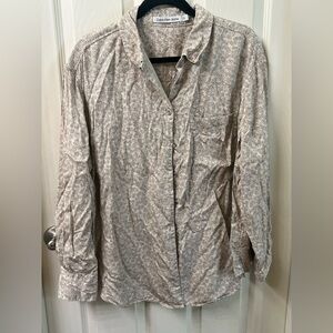 Calvin Klein Jeans Floral Print Shirt - Brown and White Size Large